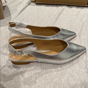 Ellos Metallic Silver Slingback Flats